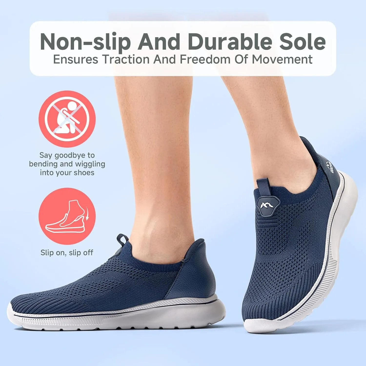 Men's Hands-Free Slip On Sneakers | Laceless Walking Shoes for Gym/Travel/Office