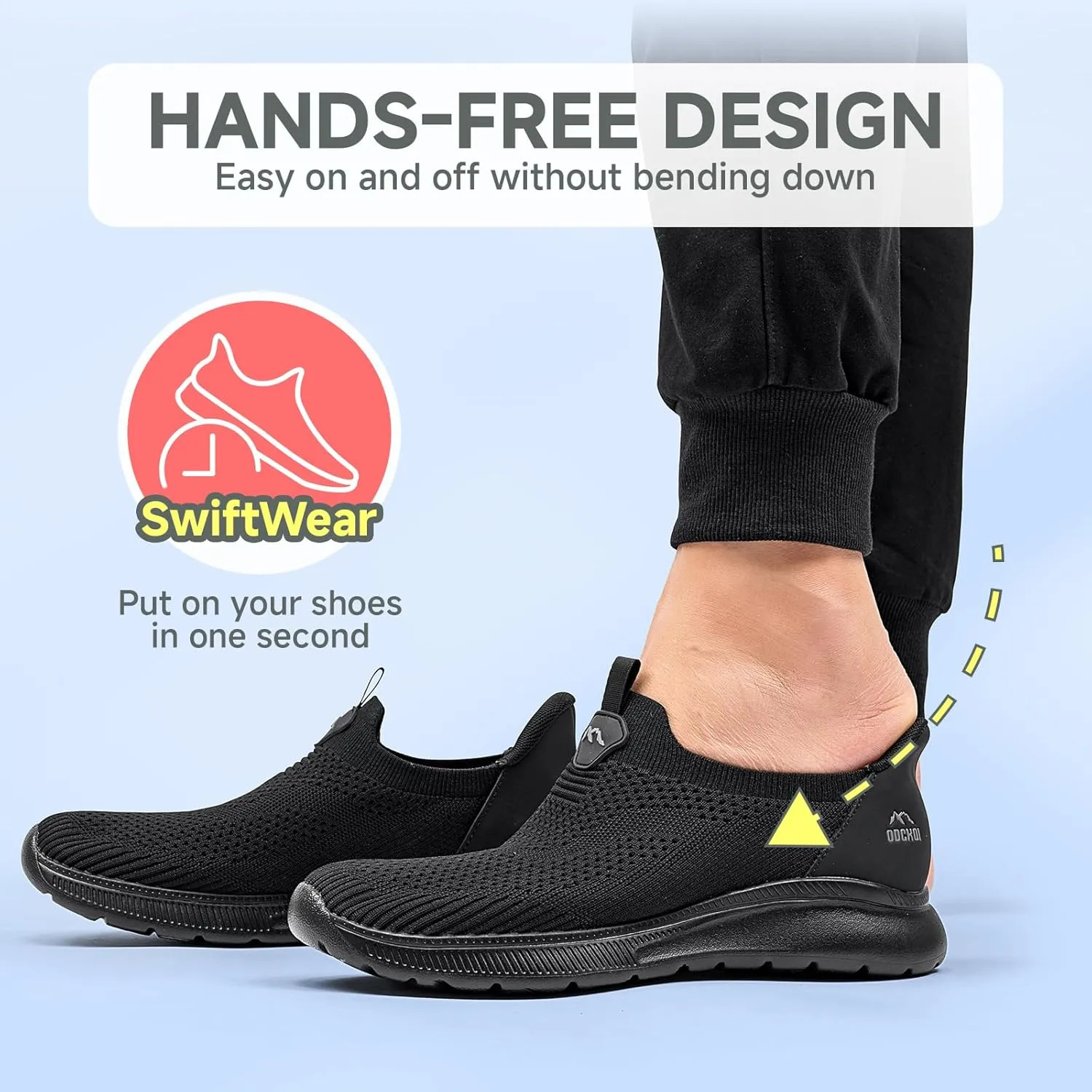 Men's Hands-Free Slip On Sneakers | Laceless Walking Shoes for Gym/Travel/Office
