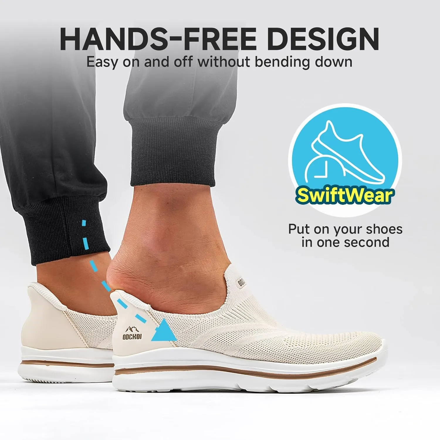 Men's Hands-Free Slip On Sneakers | Laceless Walking Shoes for Gym/Travel/Office