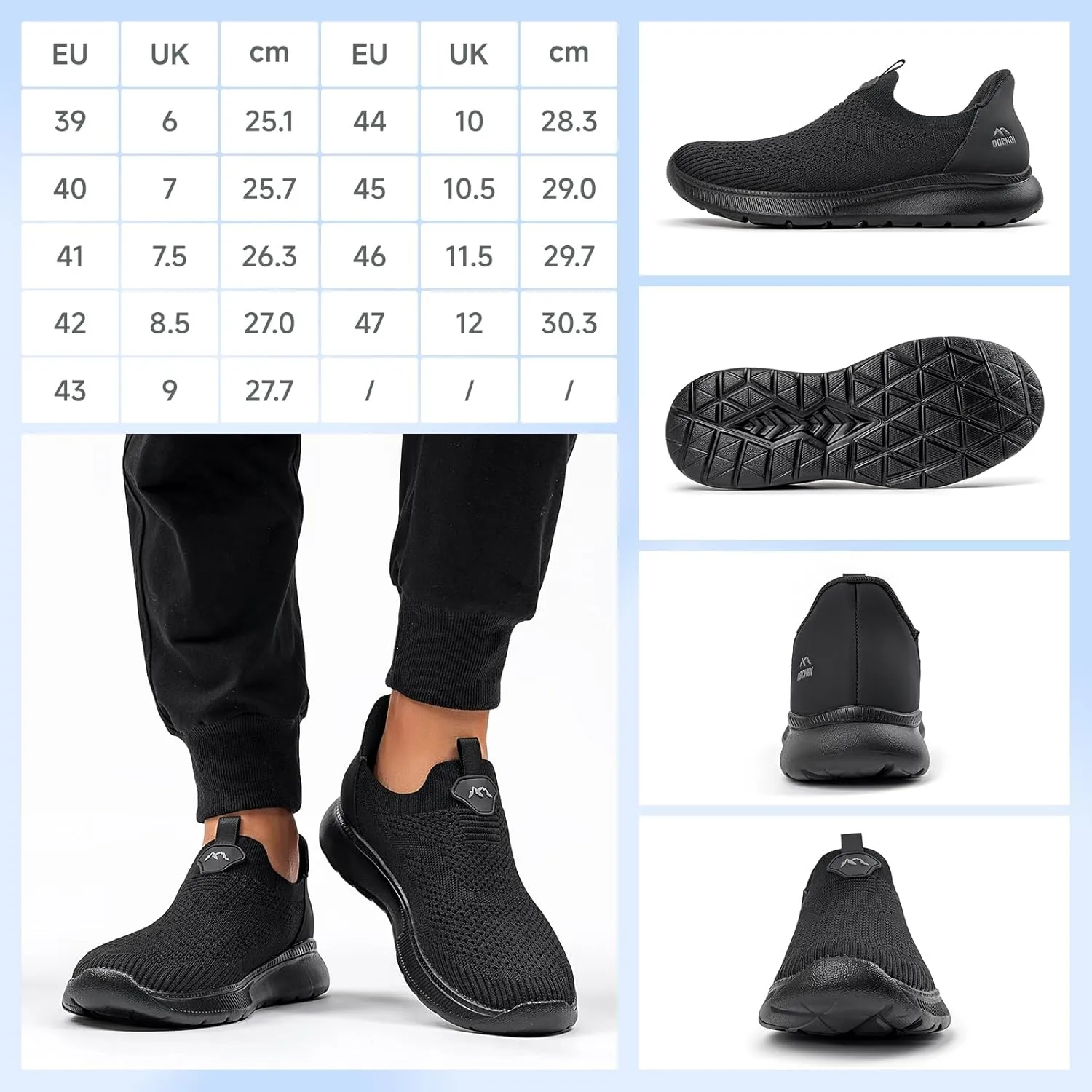 Men's Hands-Free Slip On Sneakers | Laceless Walking Shoes for Gym/Travel/Office