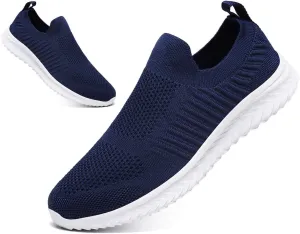 Mens Laceless Slip - on Mesh Knit Sneakers for Casual Athletic Walking & Running - Lightweight, Comfortable, Breathable
