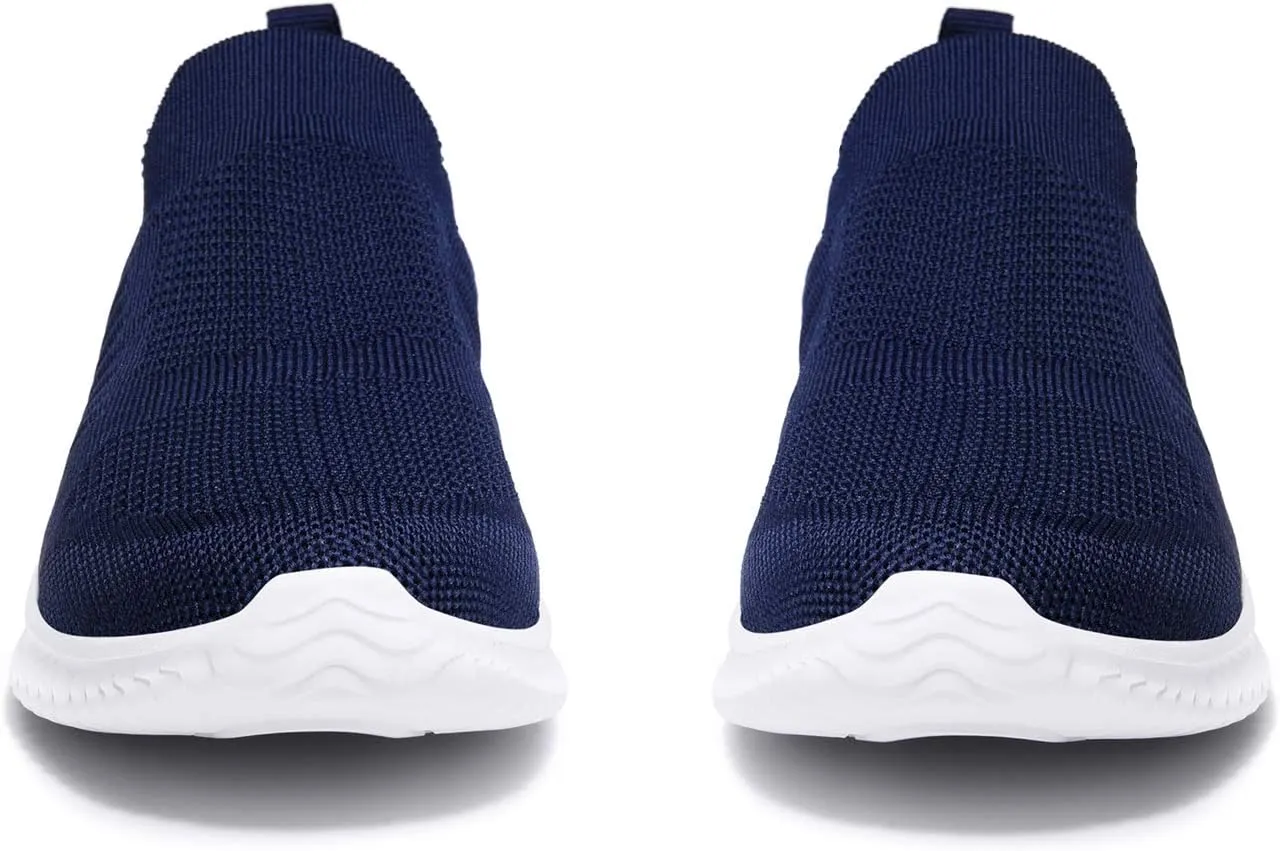 Mens Laceless Slip - on Mesh Knit Sneakers for Casual Athletic Walking & Running - Lightweight, Comfortable, Breathable