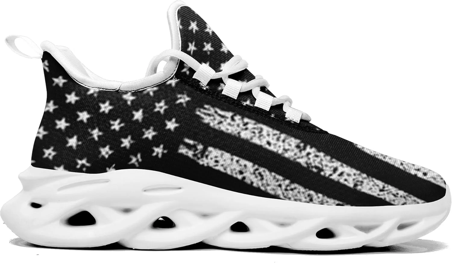 Men's Mesh Running Tennis Shoes, American Flag Patterns Design for Patriotic Enthusiasts and Veterans
