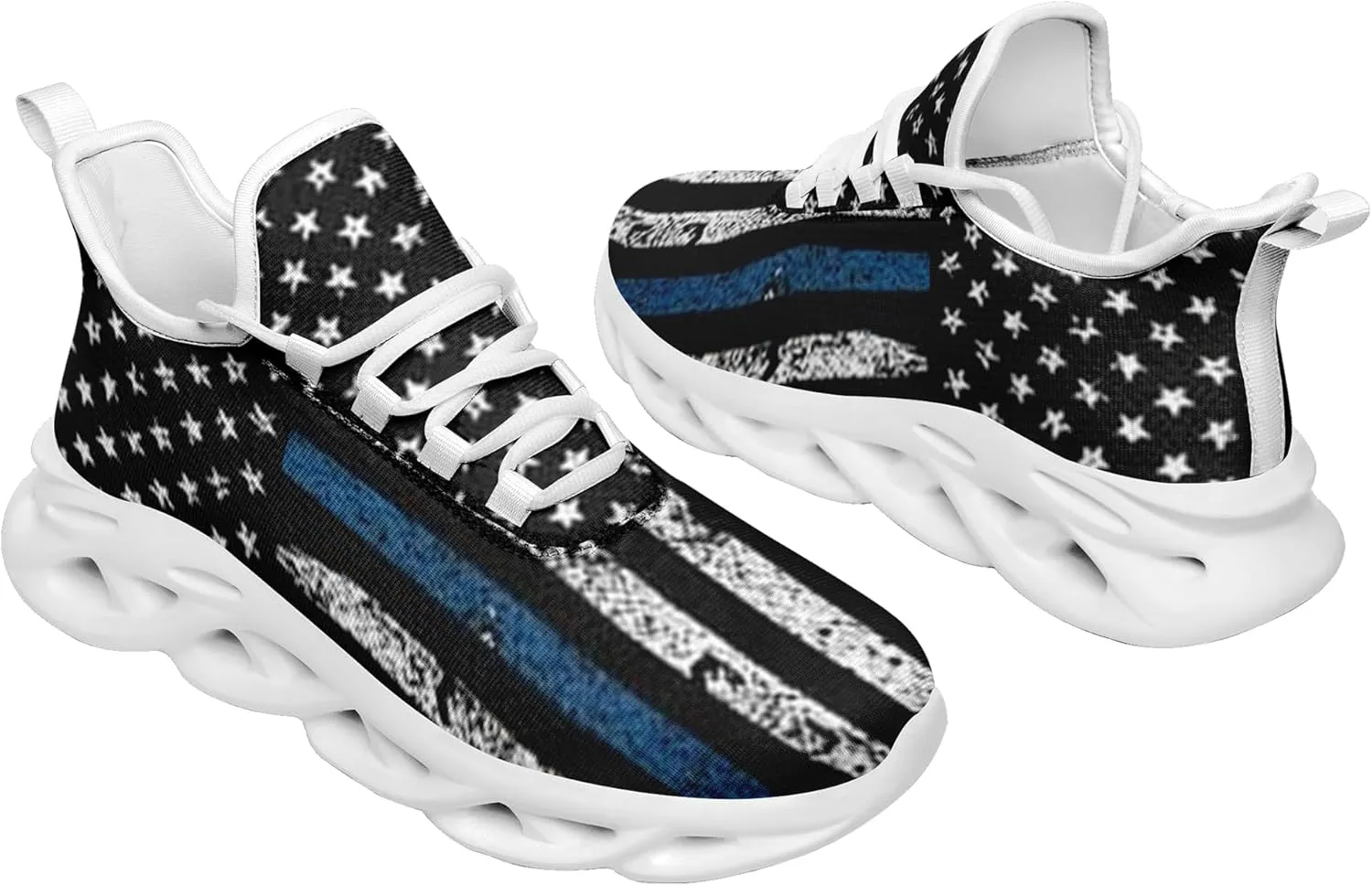 Men's Mesh Running Tennis Shoes, American Flag Patterns Design for Patriotic Enthusiasts and Veterans