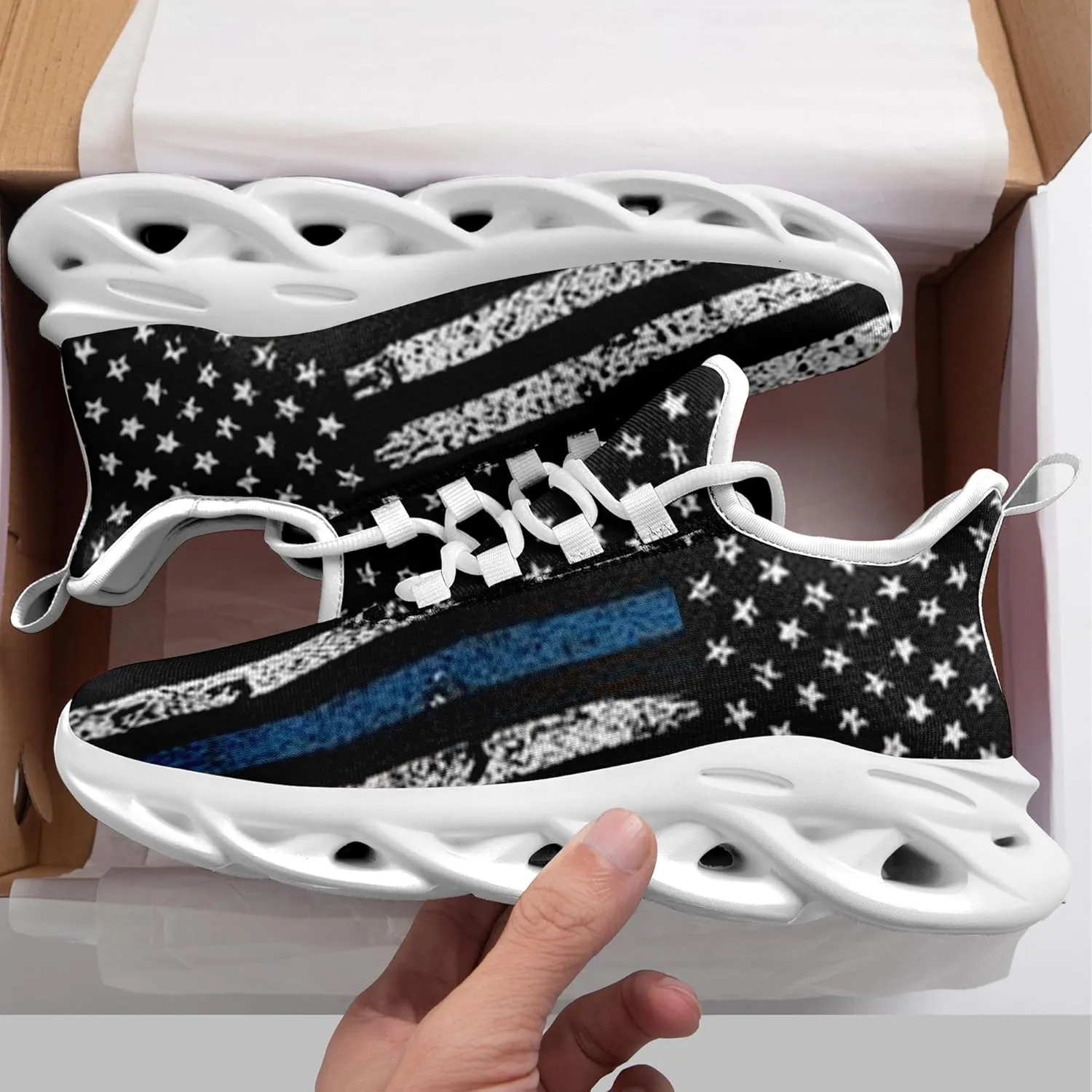 Men's Mesh Running Tennis Shoes, American Flag Patterns Design for Patriotic Enthusiasts and Veterans