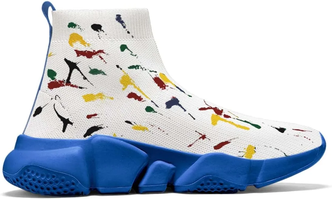 Mens Running Sneakers Art Graffiti Painted Shoes Mesh Breathable Slip-on Womens Tennis Shoes
