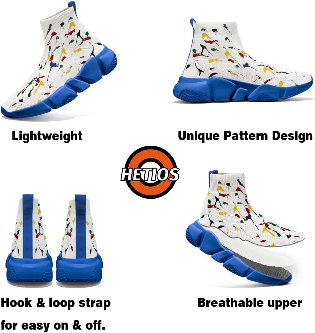 Mens Running Sneakers Art Graffiti Painted Shoes Mesh Breathable Slip-on Womens Tennis Shoes