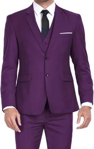 Men's Suits 3 Piece Slim Fit Dress Tuxedo for Men Two Button Solid Jacket Vest Pants Set
