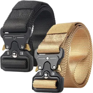 Mens Tactical Belt, Military Hiking Rigger Safety Nylon Work Waist Belt with Heavy Duty Quick Release Buckle