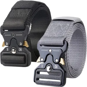 Mens Tactical Belt, Military Hiking Rigger Safety Nylon Work Waist Belt with Heavy Duty Quick Release Buckle