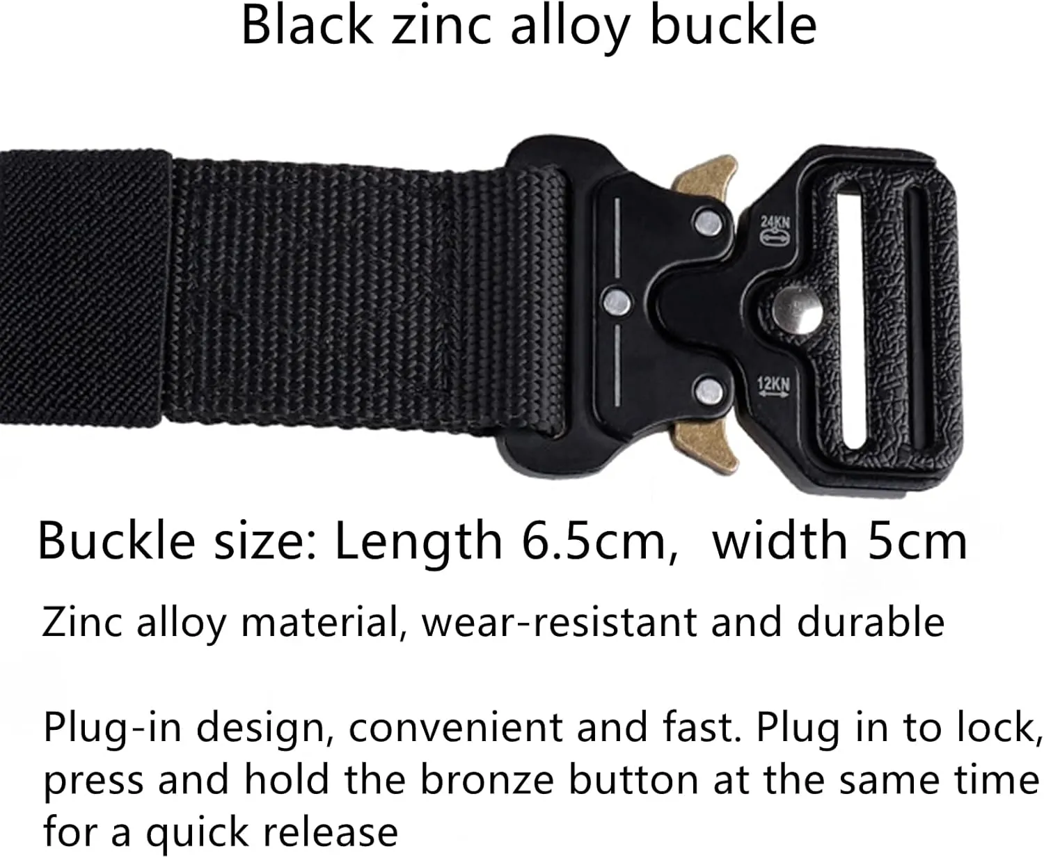 Mens Tactical Belt, Military Hiking Rigger Safety Nylon Work Waist Belt with Heavy Duty Quick Release Buckle