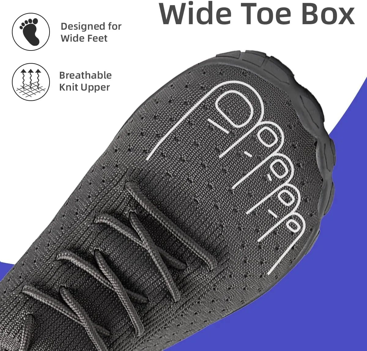 Mens Wide Toe Box Shoes Slip On Walking Shoes Sneakers Sports Casual Office Outdoor Activities Non Slip Rubber Outsole Minimalist Comfortable