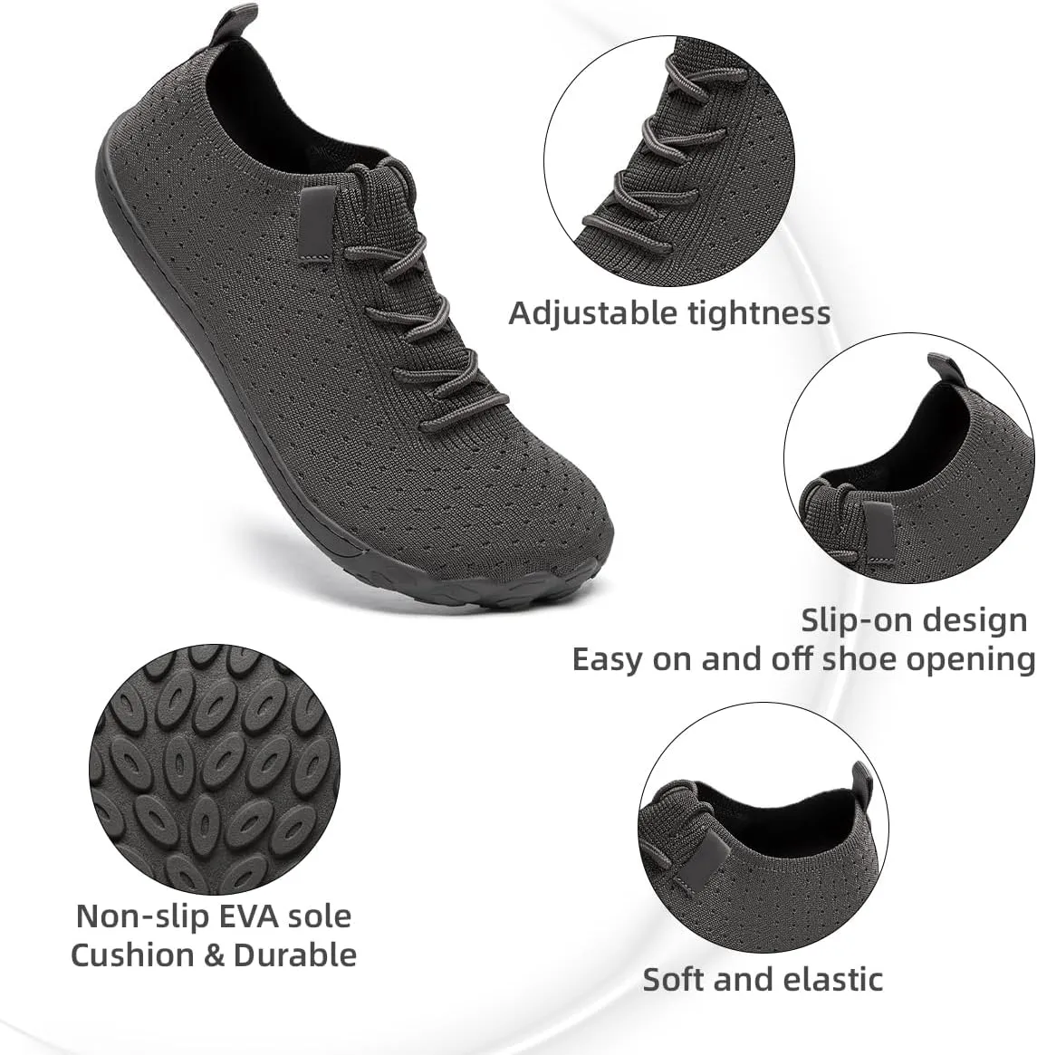 Mens Wide Toe Box Shoes Slip On Walking Shoes Sneakers Sports Casual Office Outdoor Activities Non Slip Rubber Outsole Minimalist Comfortable