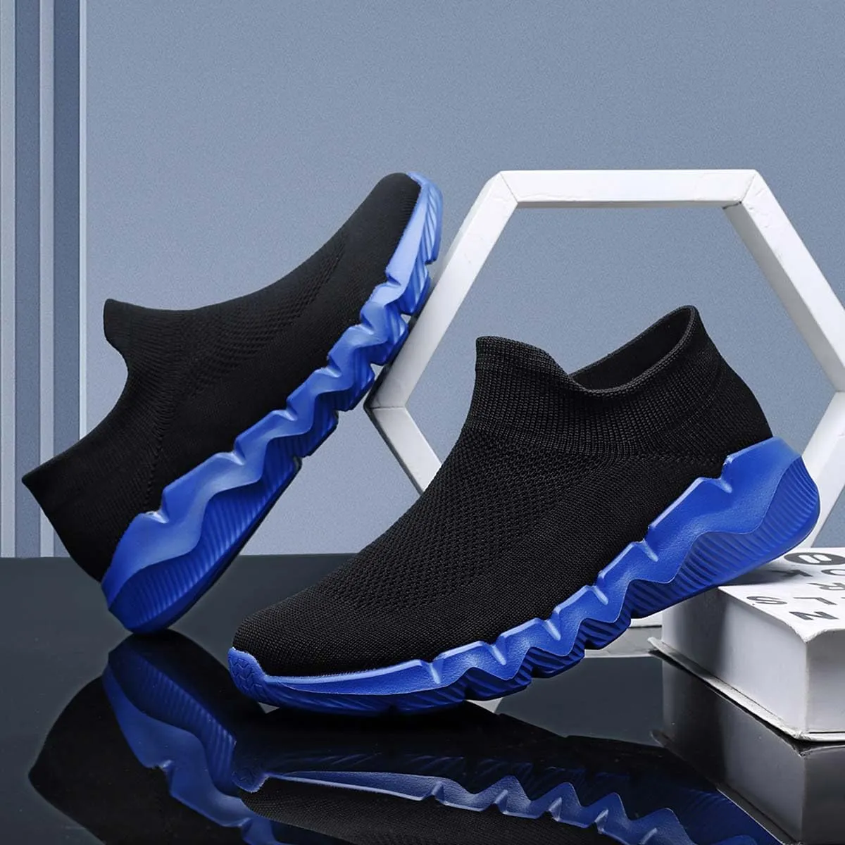 Men's Women's Knitted Mesh Fashion Breathable Ankle-High Road Running Shoes Soft Sneakers Shoes Trainers Shoes