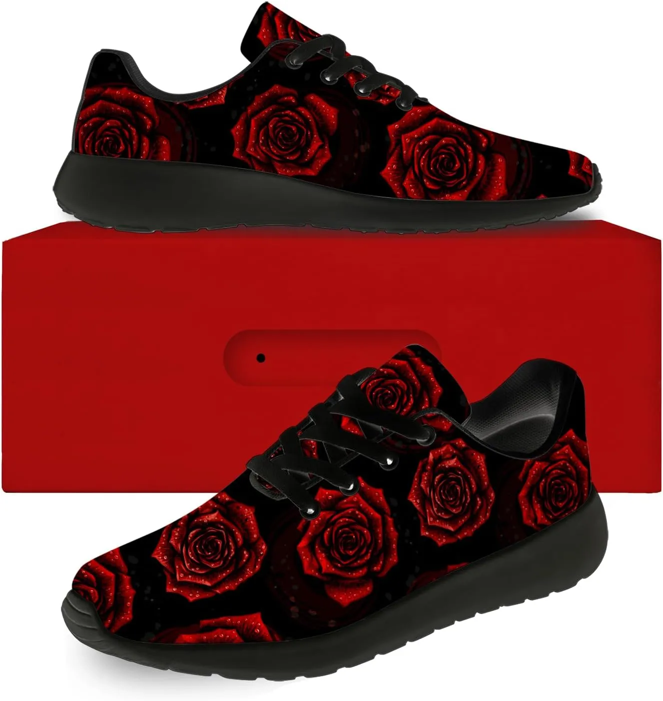 Mens Womens Rose Shoes Lightweight Running Tennis Gym Athletic Shoes Walking Sneakers Gifts for Him Her