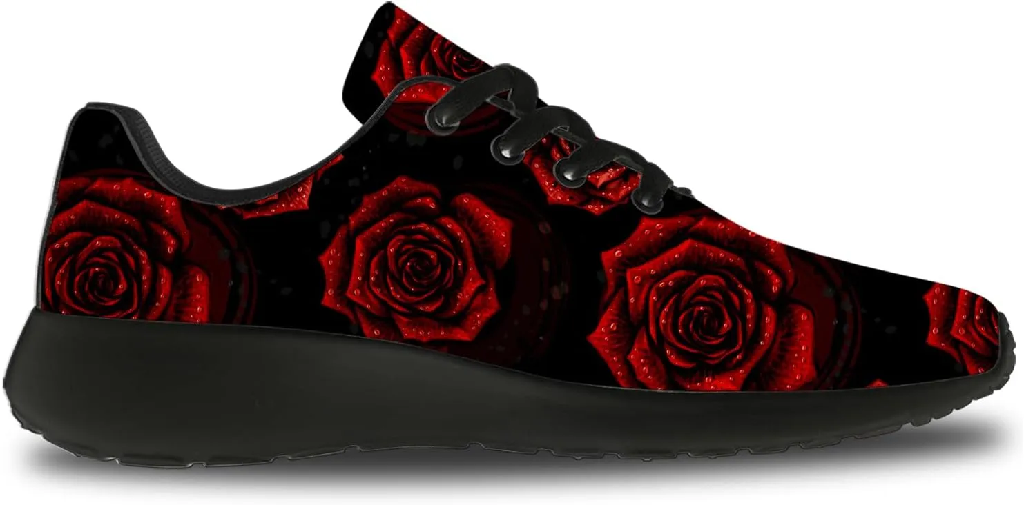 Mens Womens Rose Shoes Lightweight Running Tennis Gym Athletic Shoes Walking Sneakers Gifts for Him Her