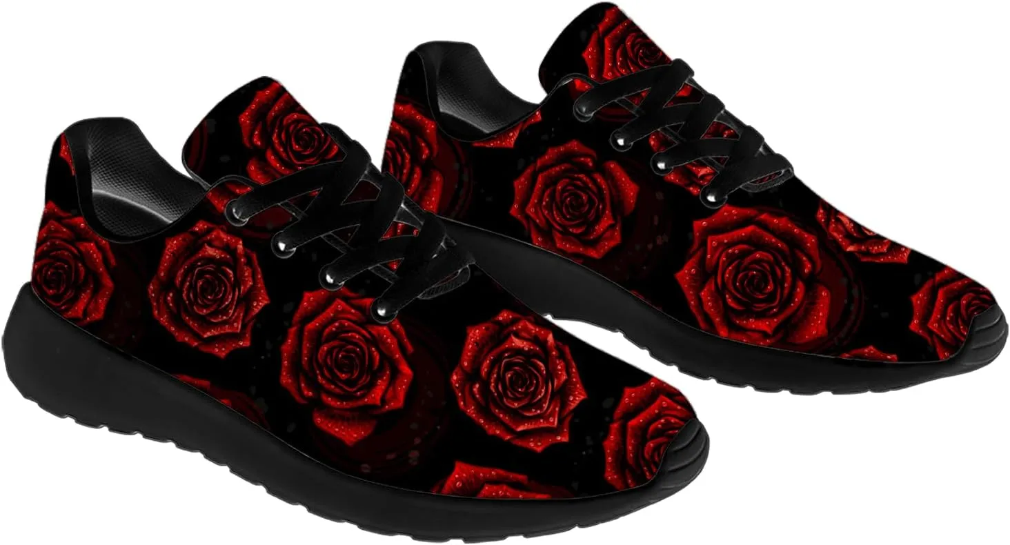 Mens Womens Rose Shoes Lightweight Running Tennis Gym Athletic Shoes Walking Sneakers Gifts for Him Her