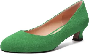 MERRORI Womens Slip On Suede Round Toe Dress Shoes Solid Casual Office Kitten Low Heel Pumps Shoes 1.5 Inch