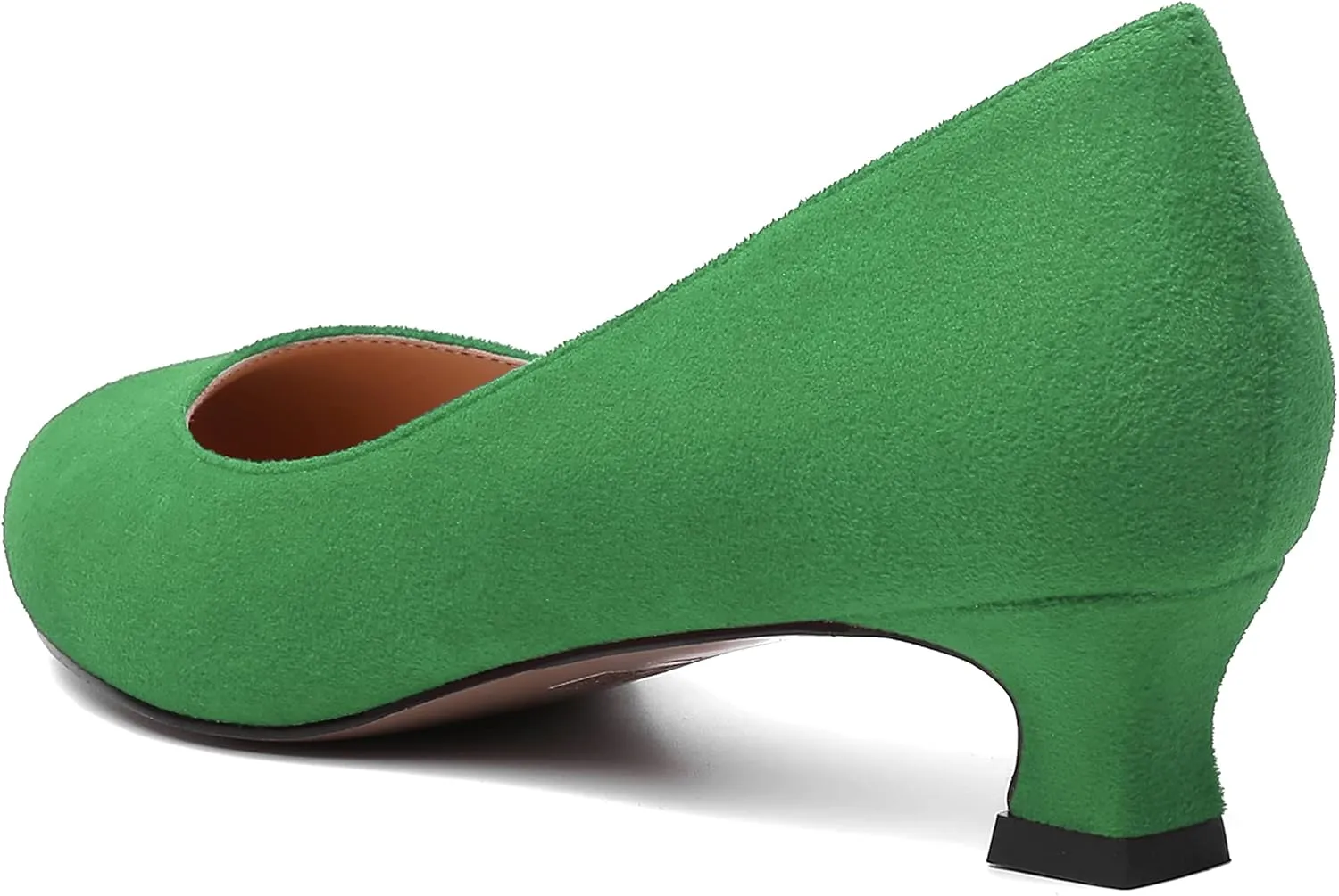 MERRORI Womens Slip On Suede Round Toe Dress Shoes Solid Casual Office Kitten Low Heel Pumps Shoes 1.5 Inch