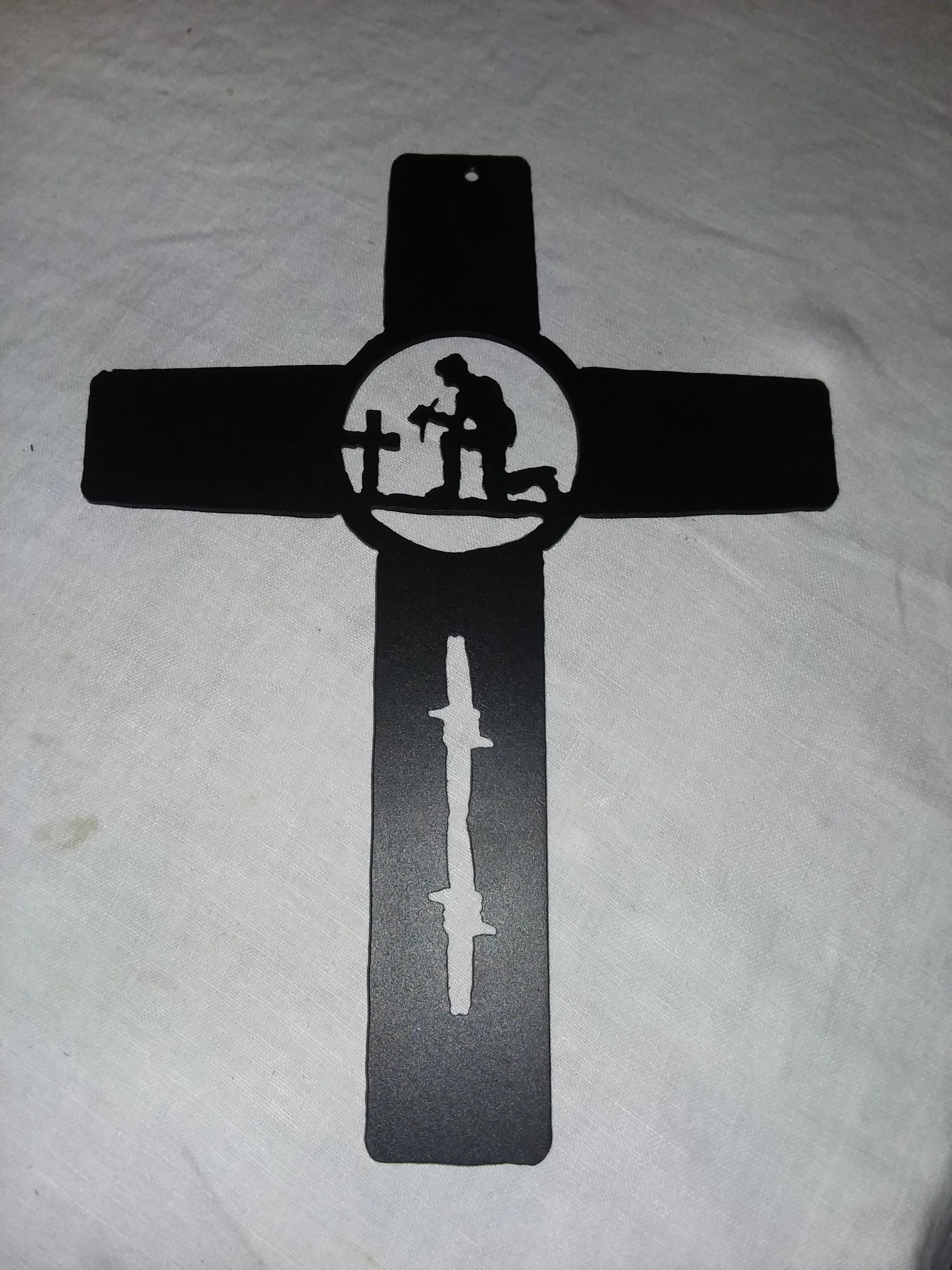 Metal Cross - Praying Cowboy or Mule or Donkey
