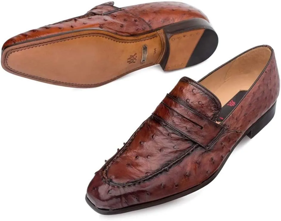 Mezlan Lisbon Brandy Genuine Ostrich Men's Classic Slip On