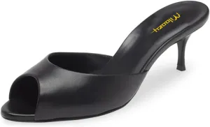 Milooey shoes Women's Kitten Low Heels Peep Toe Heeled Slide Sandals Elegant Slip On Mules Backless Slipper Dress Party Summer Office Shoes Size 4-16 US
