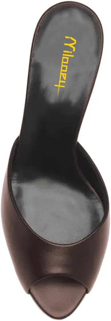 Milooey shoes Women's Kitten Low Heels Peep Toe Heeled Slide Sandals Elegant Slip On Mules Backless Slipper Dress Party Summer Office Shoes Size 4-16 US
