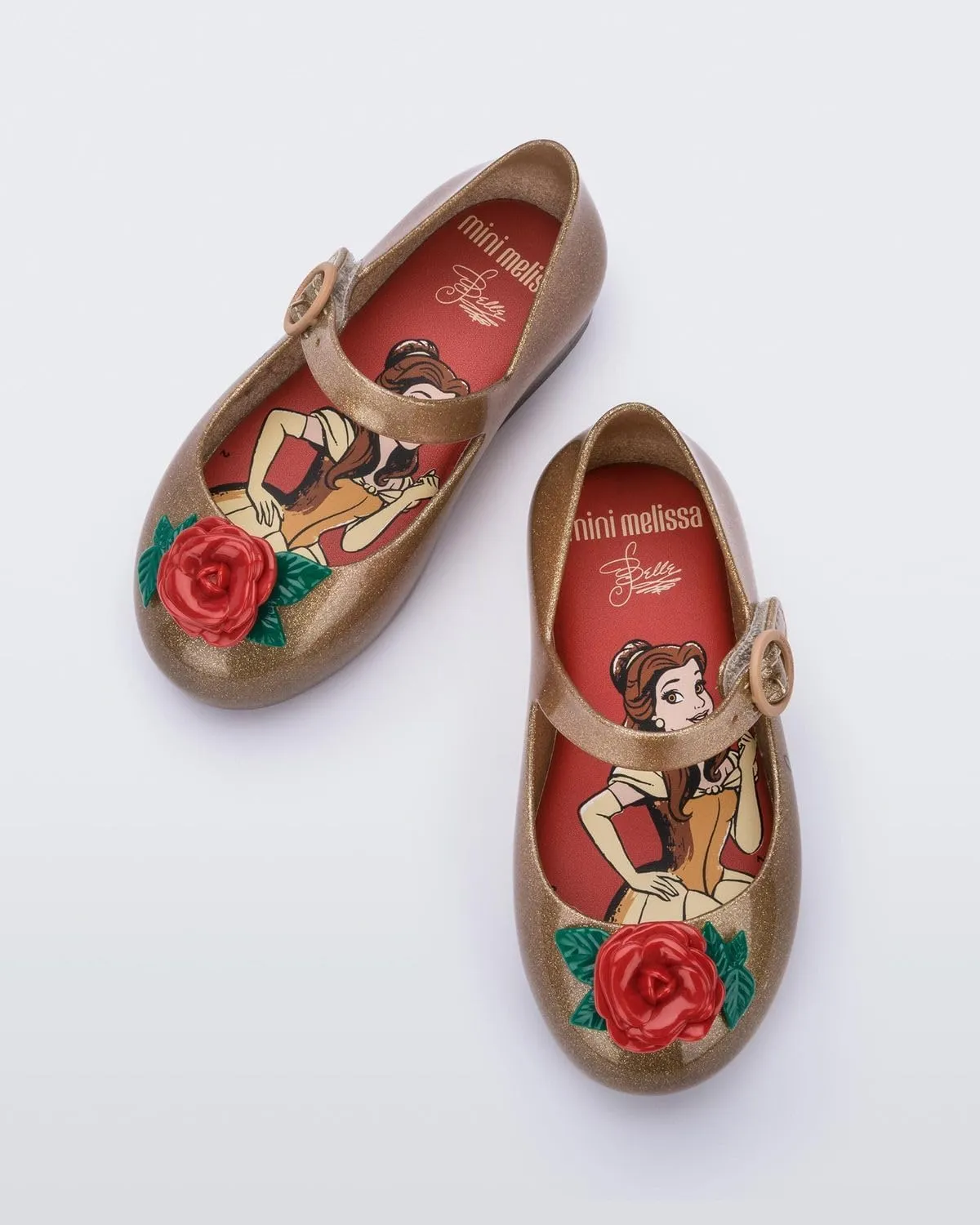 mini melissa Girl's Sweet Love   Disney Princess Mary Jane Jelly Flat for Toddlers & Babies - Jelly Shoes for Little Girls with Adjustable Strap & Side Buckle