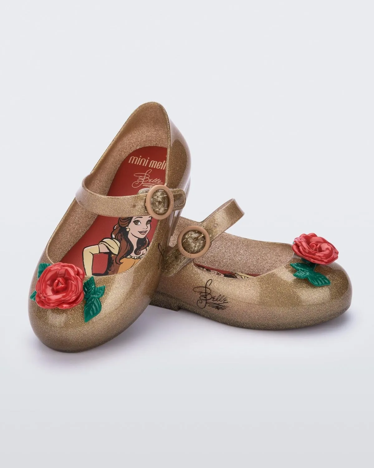 mini melissa Girl's Sweet Love   Disney Princess Mary Jane Jelly Flat for Toddlers & Babies - Jelly Shoes for Little Girls with Adjustable Strap & Side Buckle