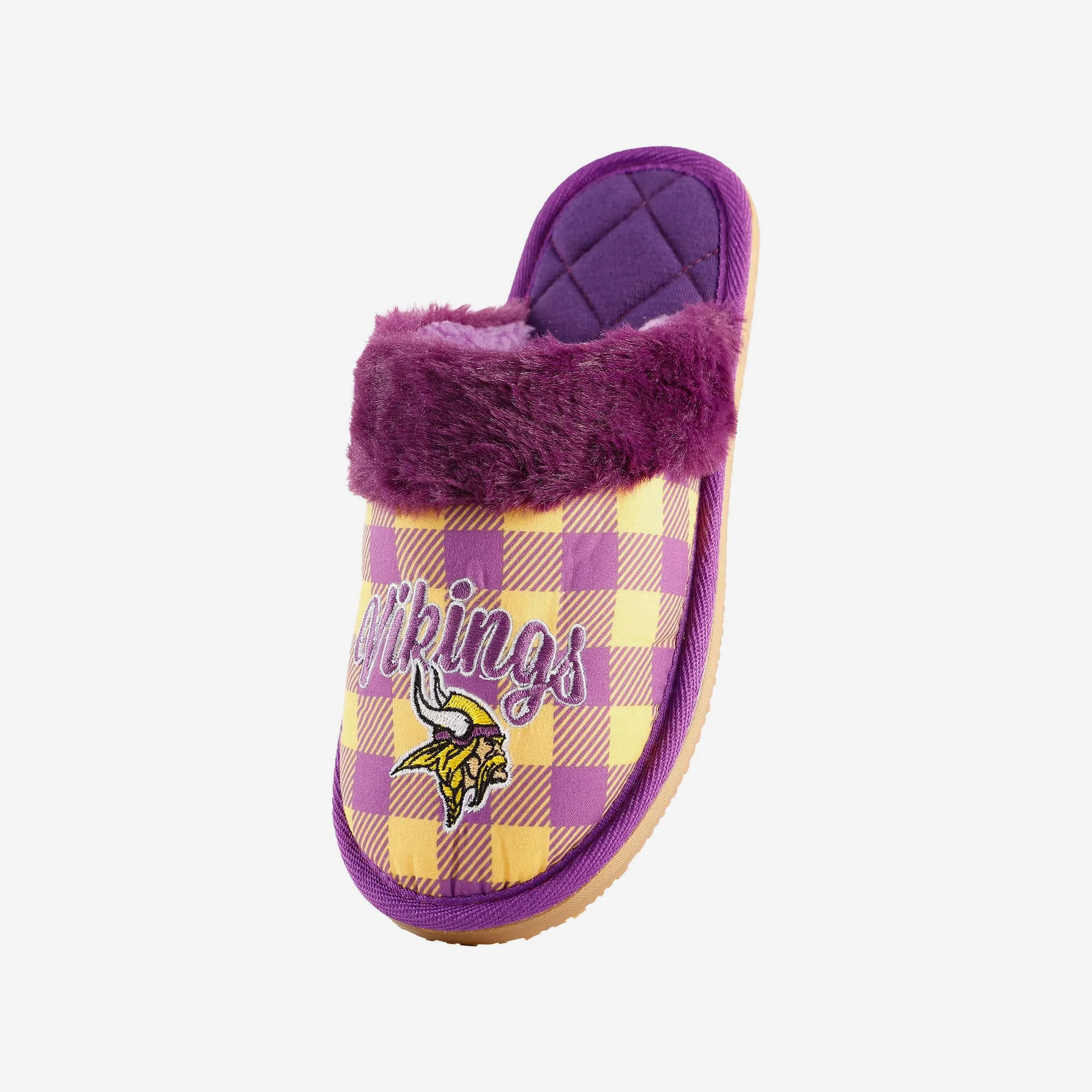 Minnesota Vikings Womens Plaid Sherpa Mule Slipper