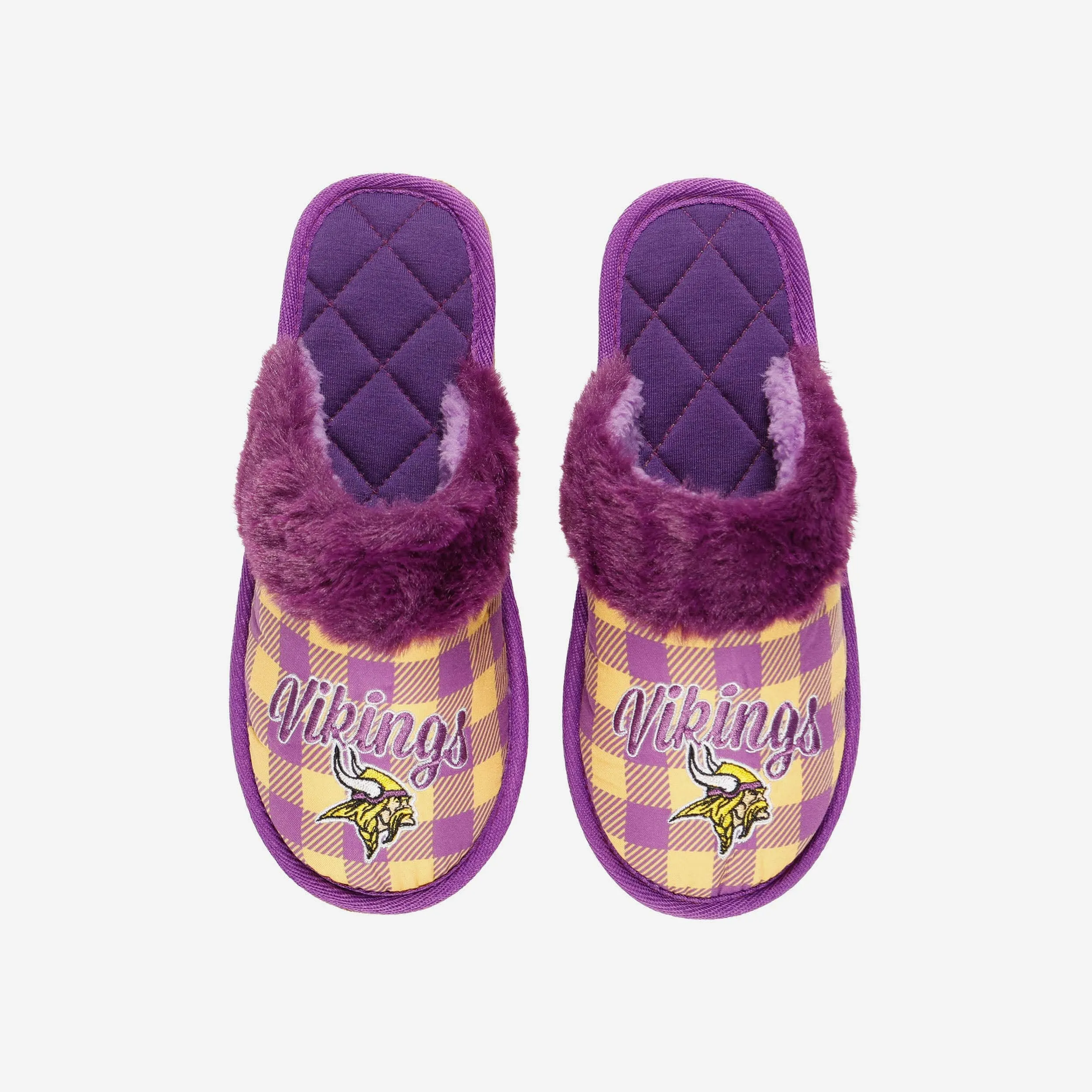 Minnesota Vikings Womens Plaid Sherpa Mule Slipper