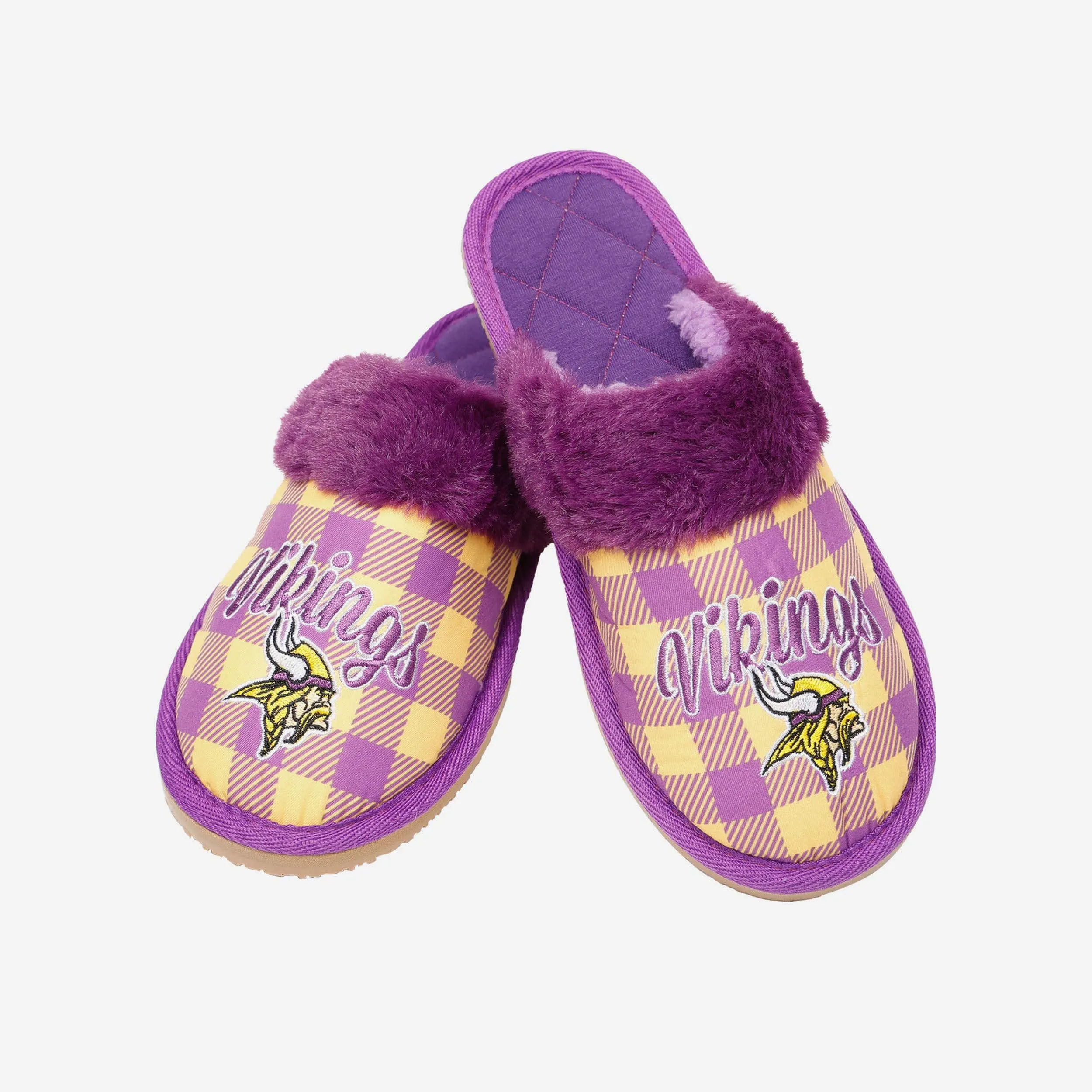 Minnesota Vikings Womens Plaid Sherpa Mule Slipper