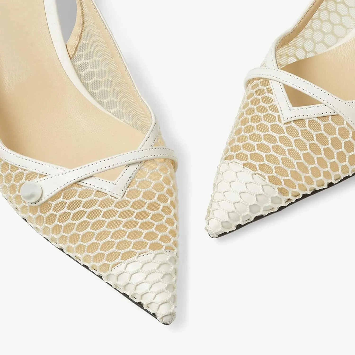 MIRAAZZURRA Mesh Slingback Kitten Heels Pointed Toe Pumps Low Heel Slip on Dress Shoes for Dating Party Working