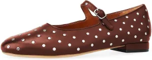 miss left Women Adjustable Single Strap Buckle Chic Studded Mary Jane Flats Comfortable Round Toe Party Casual Daily Work Shoes Size 4-16 US
