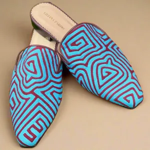 Mola Mules Blue/Wine Size 38 Flat