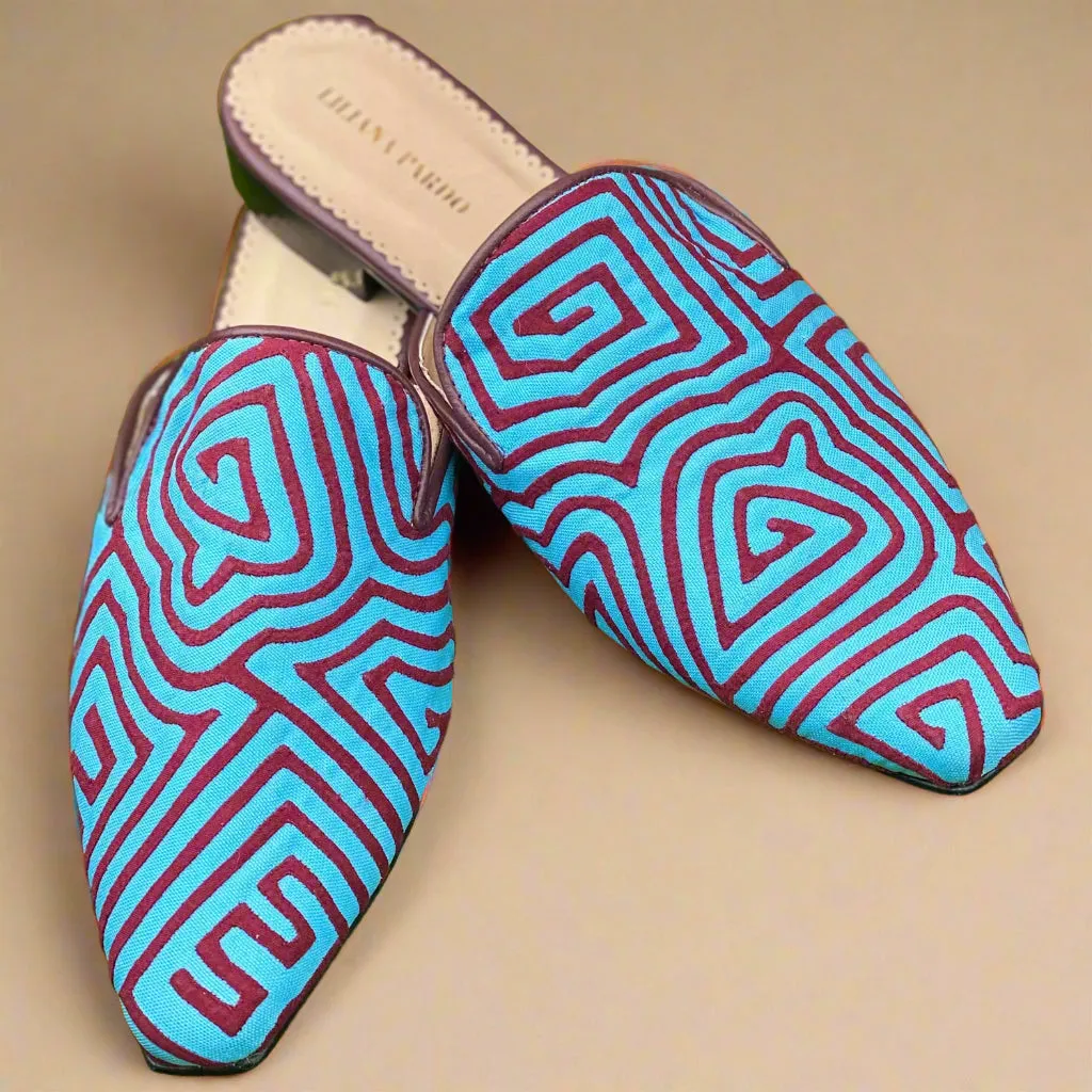 Mola Mules Blue/Wine Size 38 Flat