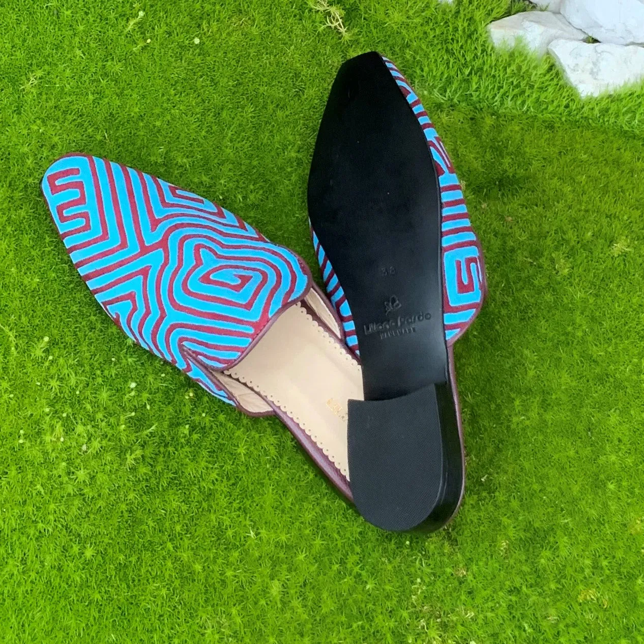 Mola Mules Blue/Wine Size 38 Flat