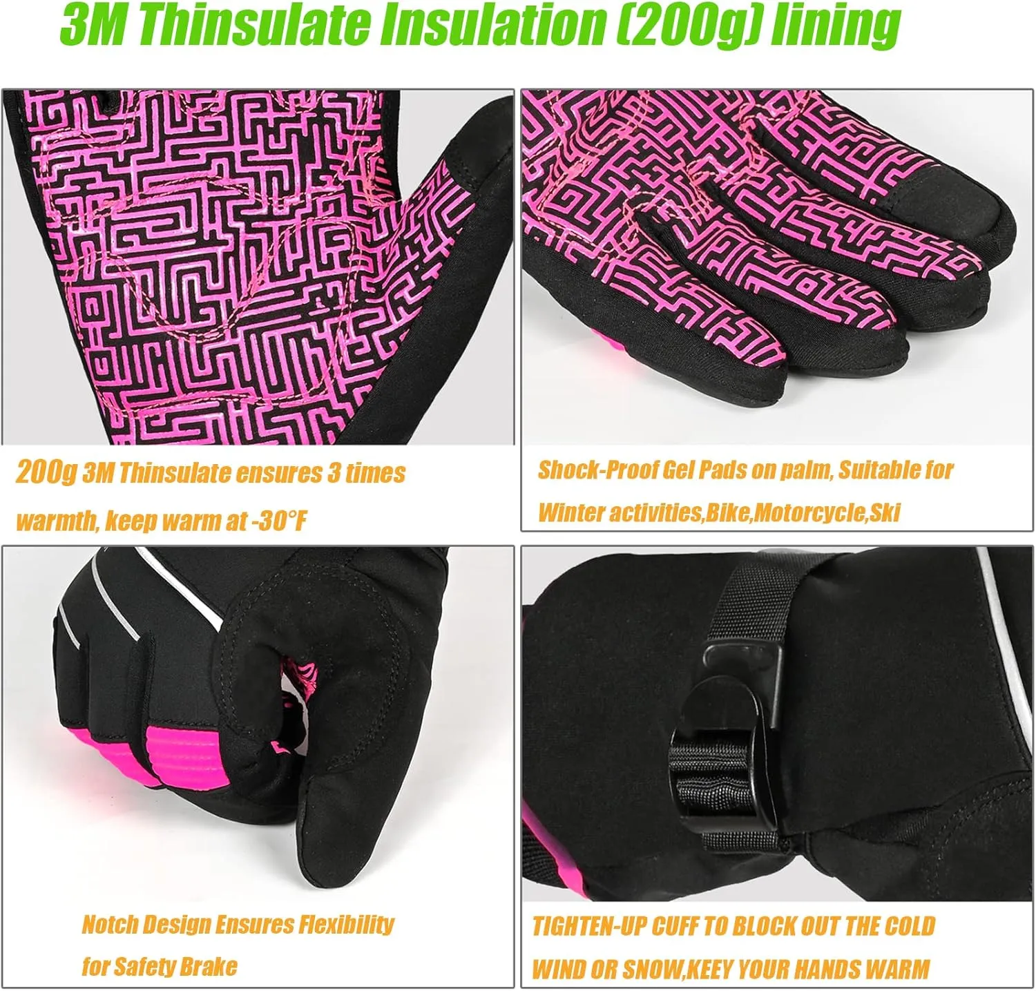 MOREOK Waterproof & Windproof -30°F Winter Gloves for Men/Women, 3M Thinsulate Thermal Gloves Touch Screen Warm Gloves for Skiing,Cycling,Motorcycle,Running