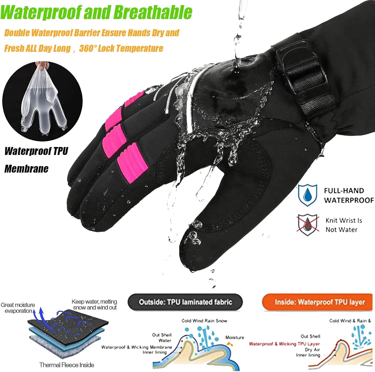 MOREOK Waterproof & Windproof -30°F Winter Gloves for Men/Women, 3M Thinsulate Thermal Gloves Touch Screen Warm Gloves for Skiing,Cycling,Motorcycle,Running