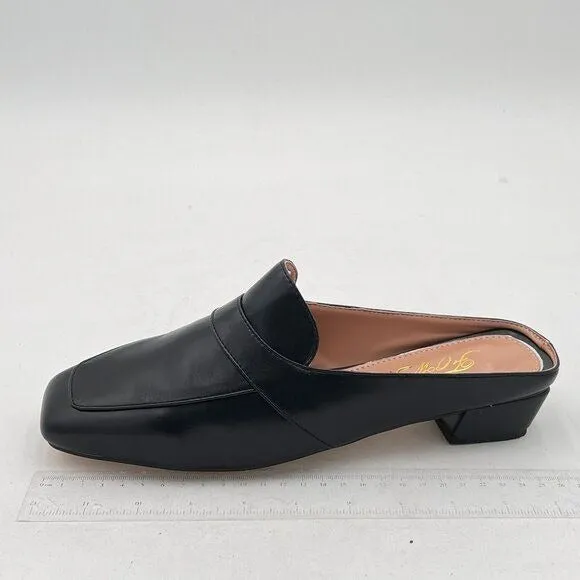 Mules for Women Black Shoes Slip on Flats Backless Penny Loafers Closed Toe Mule