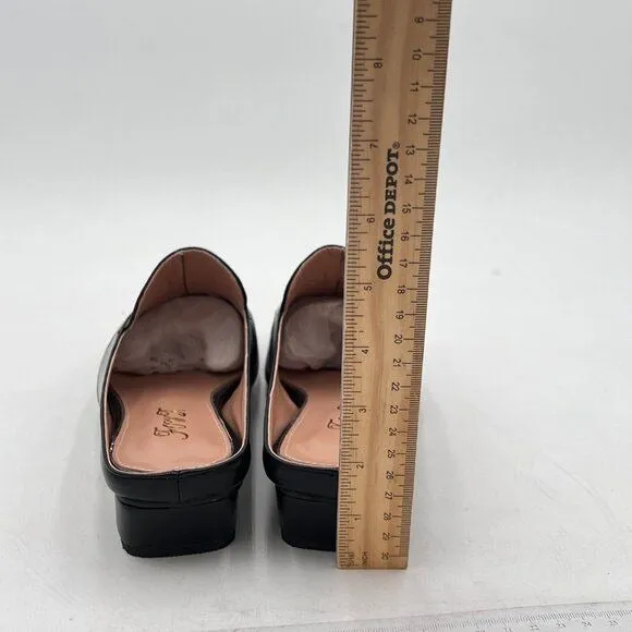 Mules for Women Black Shoes Slip on Flats Backless Penny Loafers Closed Toe Mule