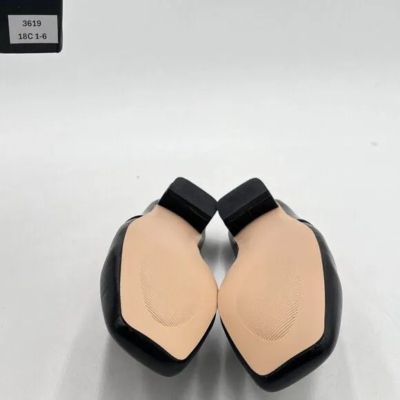 Mules for Women Black Shoes Slip on Flats Backless Penny Loafers Closed Toe Mule