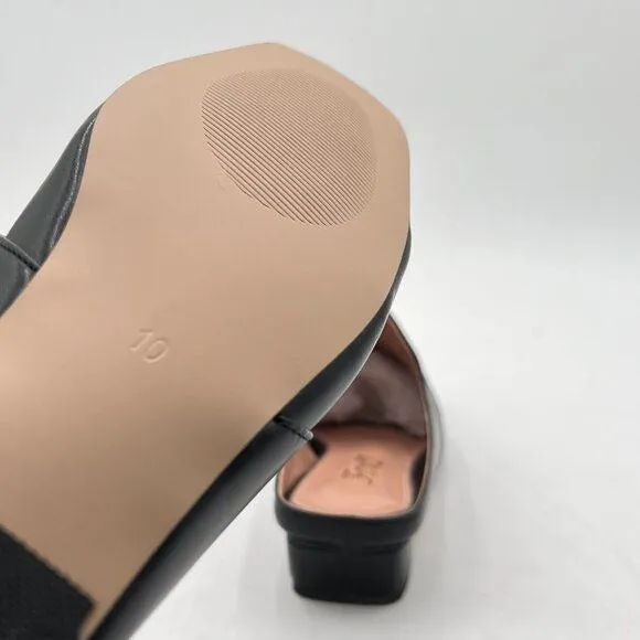 Mules for Women Black Shoes Slip on Flats Backless Penny Loafers Closed Toe Mule