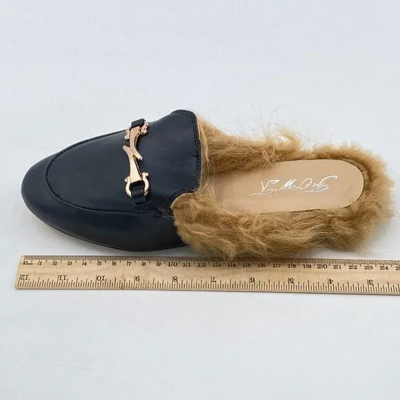 Mules for Women, Womens Leather Slip On Mule Flats Embroidery Loafers Backless