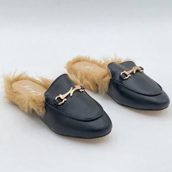 Mules for Women, Womens Leather Slip On Mule Flats Embroidery Loafers Backless