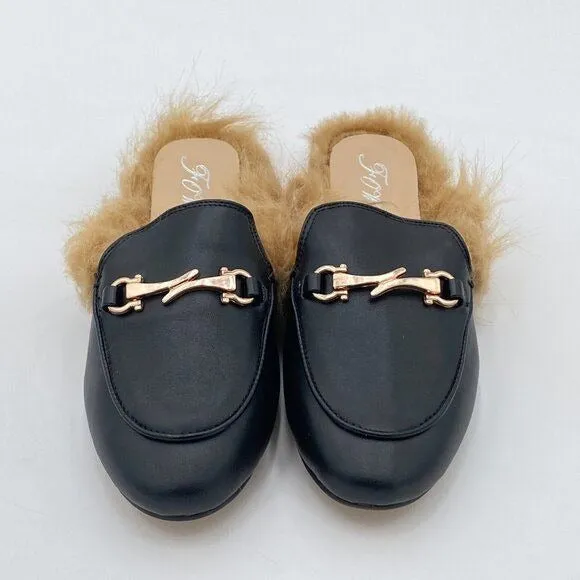 Mules for Women, Womens Leather Slip On Mule Flats Embroidery Loafers Backless