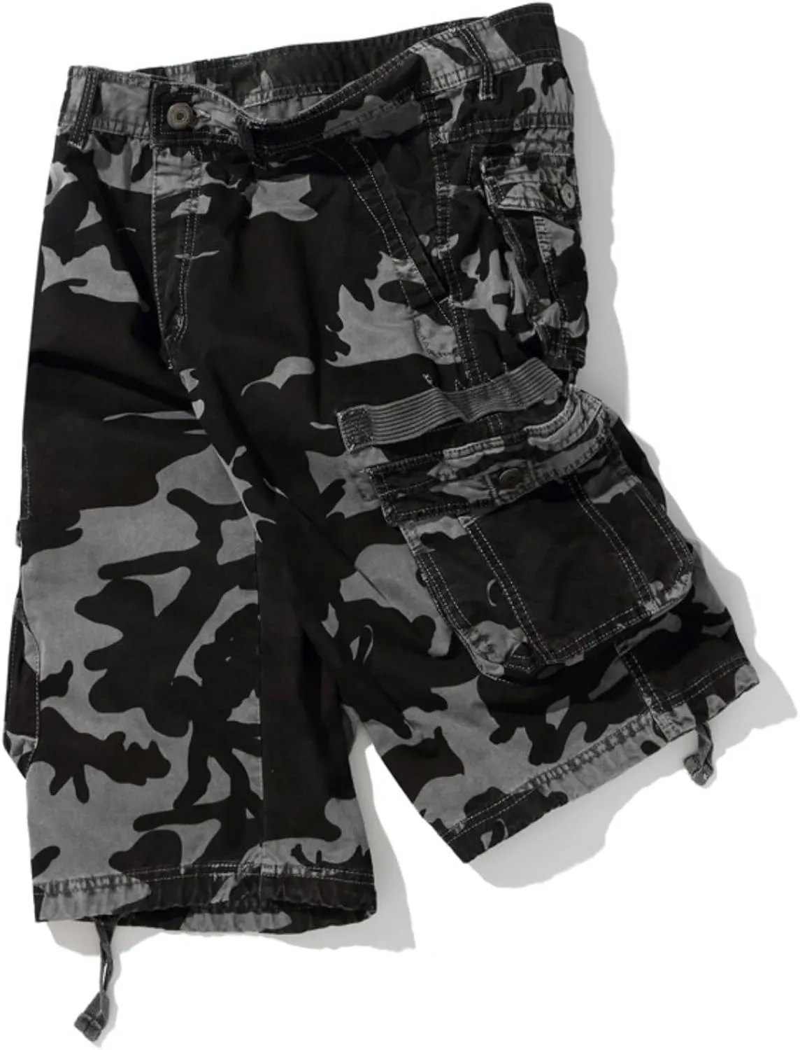 Muscularfit Cargo Shorts for Men Casual Cotton Multi Pockets Camo Shorts Outdoor Fashion Buckle Zipper Camouflage Gym Shorts