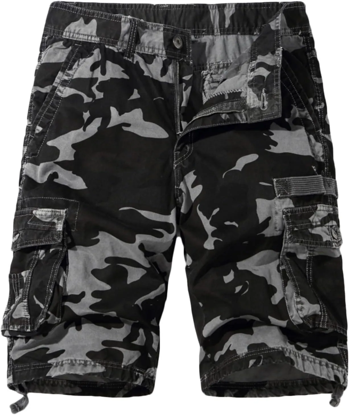 Muscularfit Cargo Shorts for Men Casual Cotton Multi Pockets Camo Shorts Outdoor Fashion Buckle Zipper Camouflage Gym Shorts