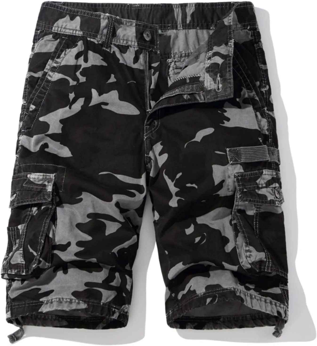 Muscularfit Cargo Shorts for Men Casual Cotton Multi Pockets Camo Shorts Outdoor Fashion Buckle Zipper Camouflage Gym Shorts