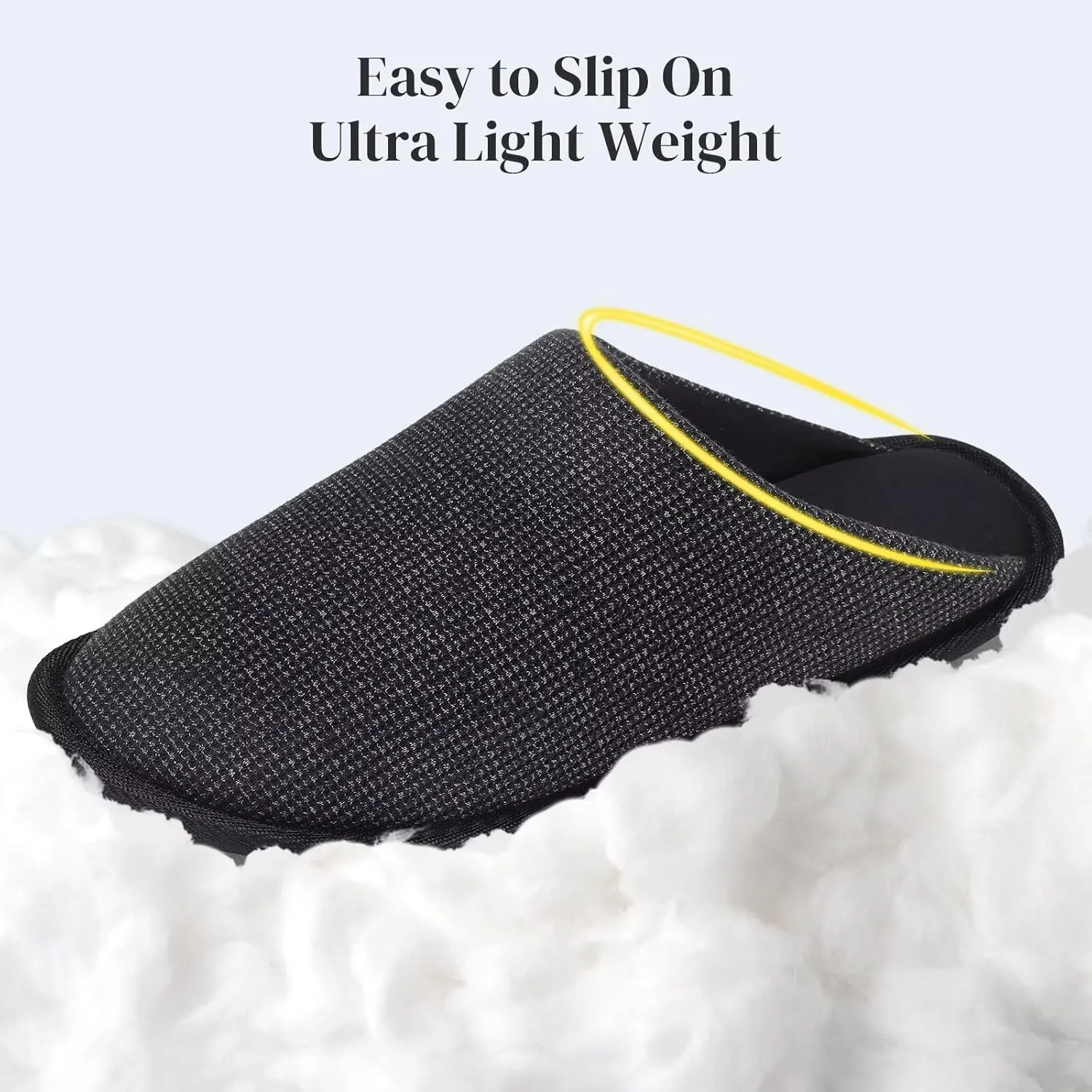 NineCiFun Mens House Scuff Slippers Slip On Warm Bedroom Solid Waffle Upper Slippers Lightweight Non-slip Indoor/Outdoor House Shoes